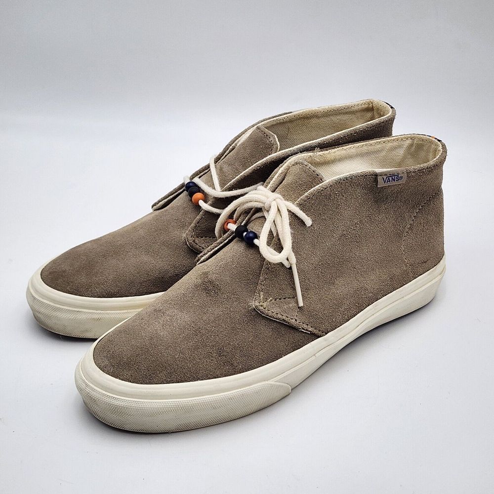 Vans Rhea Khaki Suede Lace-Up Slim Classic Beads Detail Shoes Womens Size‎ 8.5